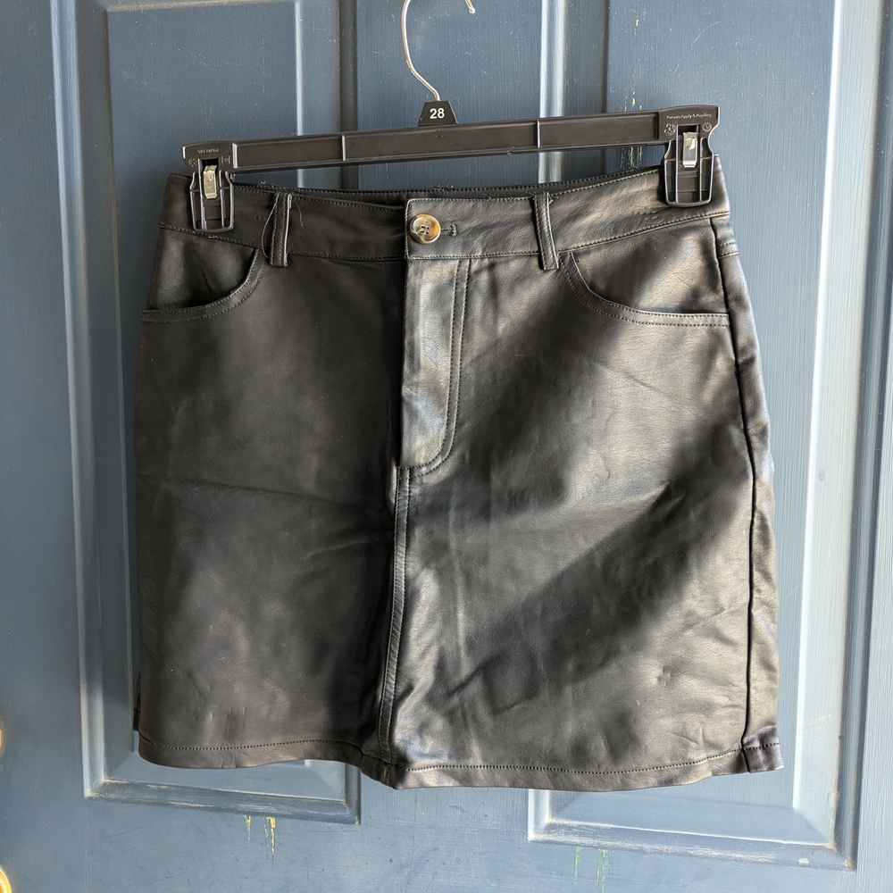 Black Faux Leather Mini Skirt